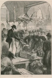 Eine Fischauktion im Columbia Market, London