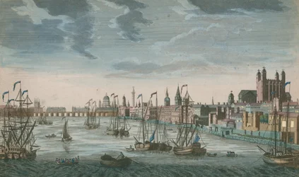Allgemeine Ansicht der Segelschiffe auf den Gewässern der Themse