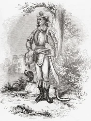 Ein Oberfalke, aus Old England: A Pictorial Museum, veröffentlicht 1847