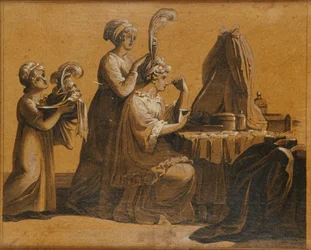 Eine Dame an ihrem Frisiertisch