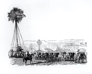 Eine Palme wird für die Große Ausstellung nach Hyde Park transportiert, London, 1851
