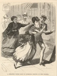 Eine romantische junge Dame in Liverpool von ihrer Mutter gerettet