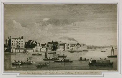 Eine Ansicht von Mr. Smiths Haus in Battersea, den Thames hinaufblickend