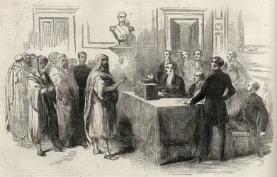 Abd-El-Kader stimmt für das französische Kaiserreich - Illustration für The Illustrated London News, 4. Dezember 1852.