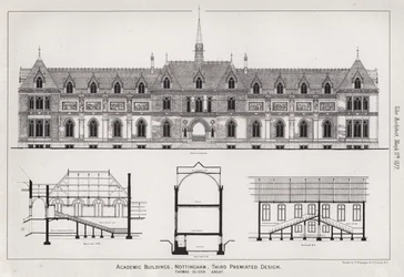Akademische Gebäude, Nottingham, dritter prämierter Entwurf (Stich)