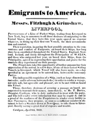 Werbung für Paketboote nach Amerika, 1839