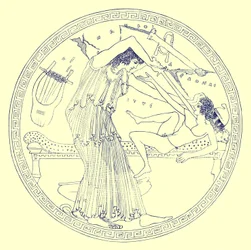 Aedon tötet Itys, Illustration aus "Greek Vase Paintings" von J. E. Harrison und D. S. MacColl, veröffentlicht 1894