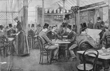 Nach dem Mittagessen in einem Kaffeehaus in Mekka im Jahr 1893, aus London Coffee-Houses Past and Present