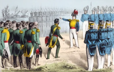 Nach der Schlacht von Monterrey, der mexikanische General Pedro de Ampudia übergibt die Stadt an den amerikanischen General Zachary Taylor während des Mexikanisch-Amerikanischen Krieges von 1846-48