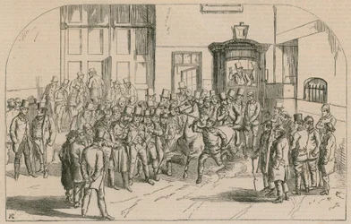 Aldridges Pferde-Repository, Westseite der St. Martins Lane, nahe Long Acre