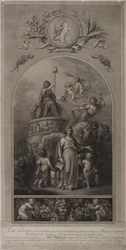 Allegorie der Stadt London mit Staatsschwert und Stadtcharta (Lithographie)