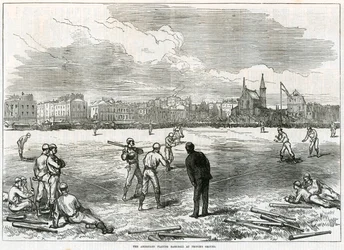 Amerikaner spielen Baseball auf dem Princes Grounds