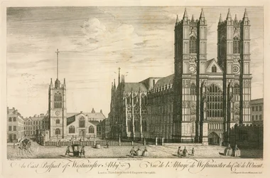 Ein östlicher Ausblick auf die Westminster Abbey, London
