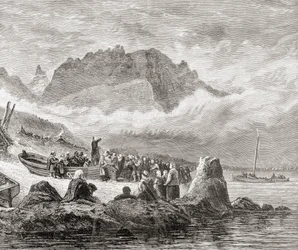 Ein Freiluftgottesdienst auf der Isle of Skye, Innere Hebriden, aus 