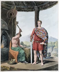 Antiker Schmied und Eisenhersteller - in „Kelten und Goten, Bräuche der Bewohner der Britischen Inseln im frühen 6. Jahrhundert und der gotischen Völker an der Westküste der Ostsee“, von S. R. Meyrick und Ch. Smith