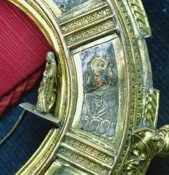Engel, der die Trompete spielt, Detail vom Krummstab von William of Wykeham (ca. 1320-1404)