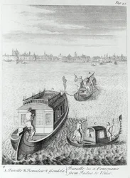 Annäherung an Venedig auf dem Wasserweg von Padua, aus Some Observations Made in Travelling through France, Italy etc. in the Years 1720-22 von Edward Wright, veröffentlicht 1730
