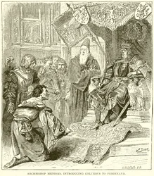 Erzbischof Mendoza stellt Kolumbus Ferdinand vor