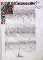 Archiv 9432 f.3 Seite mit Text und illuminiertem Initial 