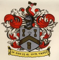 Wappen der Bricklayers and Tilers des Gateshead Chapter, 1671, aus The History of Freemasonry, Band II, veröffentlicht von Thomas C. Jack, London, 1883