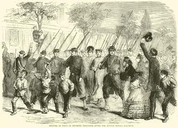 Ankunft preußischer Gefangener in Paris nach der Schlacht vor Bagneux, Oktober 1870