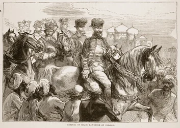 Ankunft von Major Lawrence in Coilady, Illustration aus Cassells Illustrierter Geschichte Indiens von James Grant, veröffentlicht 1879