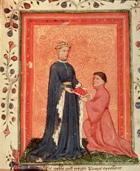 Thomas Hoccleve überreicht sein Buch 