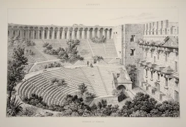 Aspendu - Innenansicht des Theaters, aus "The Principal Ruins of Asia Minor", veröffentlicht 1863 (Lithografie)