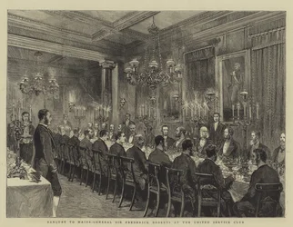 Bankett für Generalmajor Sir Frederick Roberts im United Service Club, Illustration für The Graphic, 4. Dezember 1880