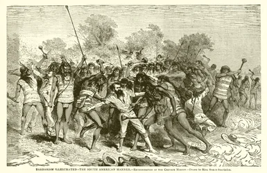 Barbarei illustriert—Die südamerikanische Art.—Ausrottung der Crevaux-Mission