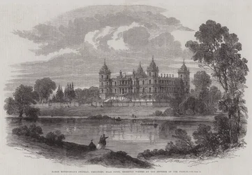 Baron Rothschilds Schloss, Ferrieres, nahe Paris, kürzlich vom Kaiser der Franzosen besucht (Stich)