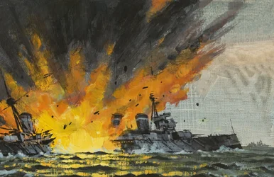 Schlachtschiff wird versenkt