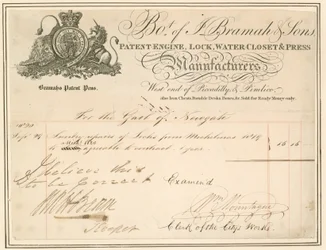 Reparaturrechnung für Schlösser im Newgate-Gefängnis. Unterzeichnet vom Wärter