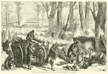 Biwak der Truppen von General Ducrot im Wald von Vincennes, Oktober 1870