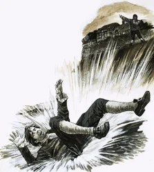 Junge in den Fluss geworfen