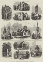 Britische Archäologische Vereinigung in Wisbech, Skizzen von Orten in der Umgebung (Gravur)