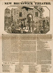 Flugblatt über die schreckliche Zerstörung des Neuen Brunswick Theaters, Wellclose Square, London