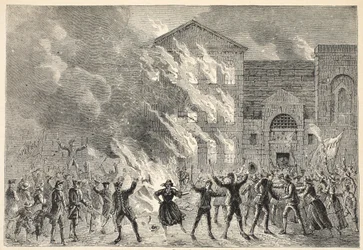 Brand von Newgate, nach einem zeitgenössischen Druck