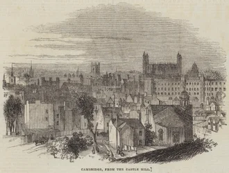 Cambridge, vom Castle Hill (Stich)