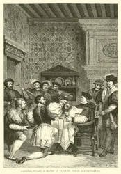 Kardinal Wolsey wird von Adligen und Herren bedient