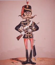 Karikatur eines Wächters der 11. Husaren, aus 