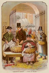 Carnarvon Markt, eine Szene in Wales