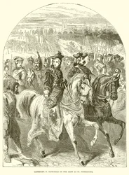 Katharina II. unterstützt von der Armee in St. Petersburg