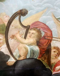 Cherub spielt eine Harfe (Detail)