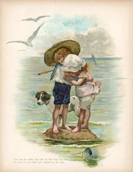 Kinder von der Flut überrascht