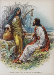Christus und die Frau von Samaria (Chromolithografie)