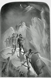 Klettern bei Nacht, aus Zehn Szenen des letzten Aufstiegs des Mont Blanc einschließlich fünf Ansichten vom Gipfel, von J.D.H. Browne, veröffentlicht 1853