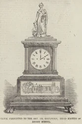 Uhr, präsentiert an den Reverend Dr. Goulburn, Schulleiter der Rugby School (Gravur)