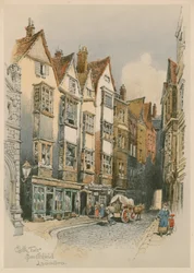 Cloth Fair, Smithfield, London, Aquarellskizze