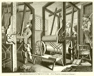 Tuchmacher-Webstühle im achtzehnten Jahrhundert